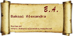 Baksai Alexandra névjegykártya